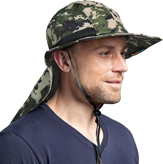 SUN CUBE Sun Hat for Men, Wide Brim Fishing Hat Neck Flap Cover Men, Women, Hiking, Camping, Sun Protection UV, Gardening