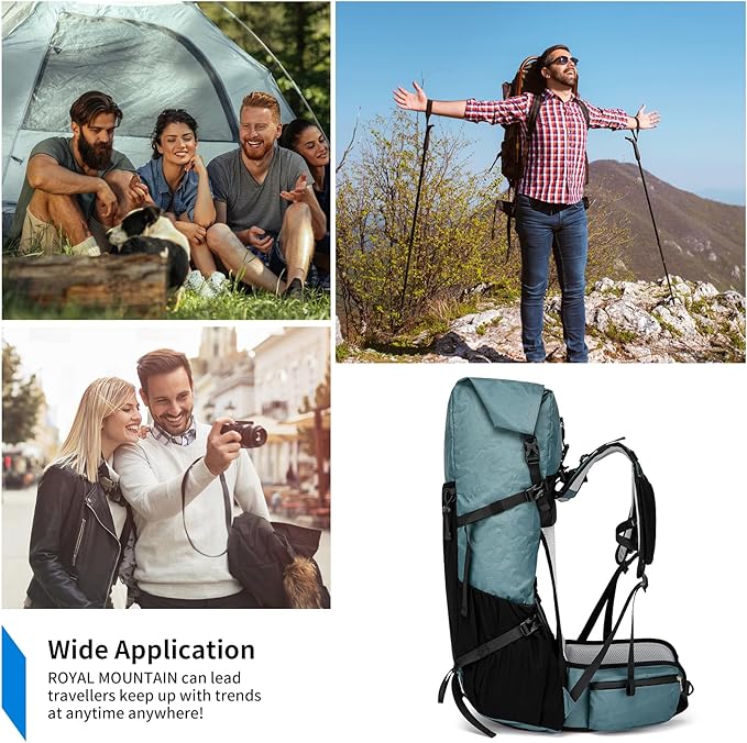 Hiking Backpack,30L +10L Extra Large Capacity Hiking Bag,Internal Frame Camping Backpack,Upgraded X-PAC Lightweight Sport Daypack Travel Backpacks Fit For Mountain Climbing Camping (Grey Green)