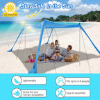 Beach Tent Sun Shelter with UPF 50+ UV Protection, Beach Canopy Sun Shade 11x11 FT with Sandbags, Poles and Ground Pegs and Anti-Wind Ropes, Pop Up Tent for Camping, Backyard and Picnics