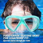 Kids Swim Goggles Snorkel Diving Mask for Boys Girls Ages 5-15, Two-Color Anti-Fog Swimming Goggles with Nose Cover