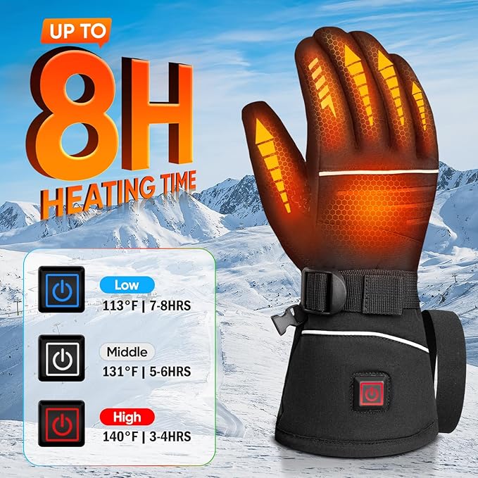 Heated Gloves for Men Women Rechargeable Waterproof Electric Motorcycle Gloves for SKI Snowboard Camping Hiking Camping