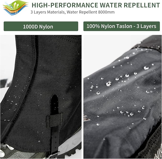 Unigear Leg Gaiters, 1000D Fabric Waterproof Boot Gaiters for Hiking Walking Climbing Hunting Skiing