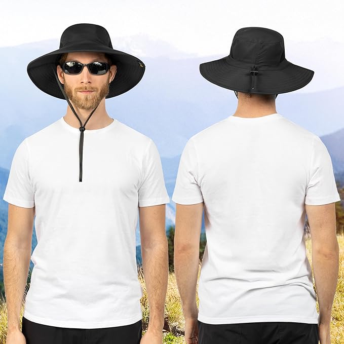 SUN CUBE Wide Brim Sun Hat Men Women, Fishing Hats Sun UV Protection, Mens Hiking Bucket Hat Safari Beach Boonie, UPF 50+