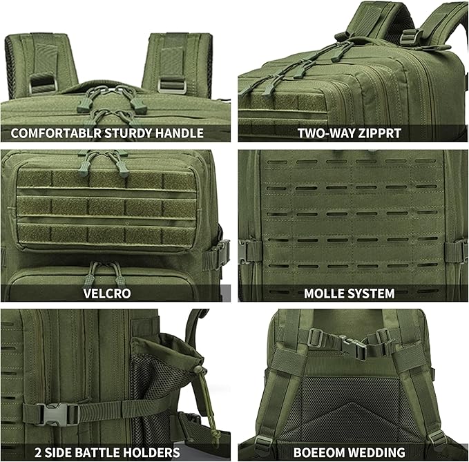 Military Tactical Backpack 45L/25L 3 Day Assault Pack Molle Daypack Hiking Backpack for Men and Women