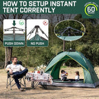 Happy Travel 1/2/3/4 Person Camping Tent, Instant Easy Pop Up Tents for Camping,Automatic Waterproof Family Camping Tent, Easy Set Up Tent,Portable Windproof Dome Tent for Camping Hiking & Traveling