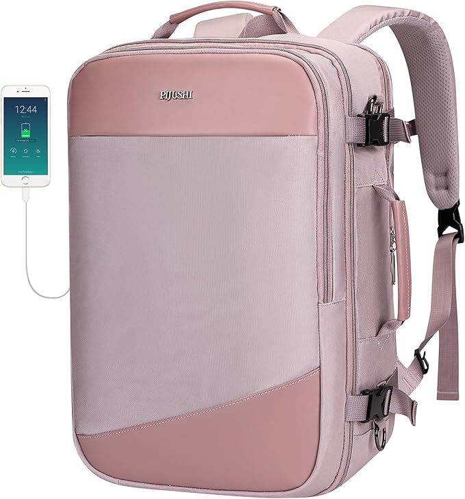 PIJUSHI Travel Backpack for Women Carry on Suitcase Backpack Flight Approved Personal Item Bag Fits 16 Inch Laptop(PE035 Light Purple)