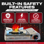 Dual Fuel Portable Stove Combo, Dual Fuel Butane & Propane Stove, 12K BTU Portable Camping Stoves w/ 4 x 8 oz. Butane Tin Canister for Camping, Emergencies & Outdoor Cooking, Grill by Grill Boss 90057