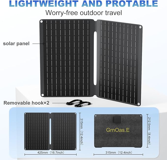 20W Portable Solar Panel with USB-C USB-A Outputs for Phone,Ipad,Power Bank,Small Fan,IP67 Waterproof Durable Solar Powered Battery,Mini Foldable Solar Panel for Camping Outdoor Backpacking