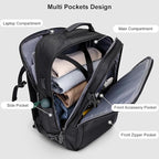 PIJUSHI Travel Backpack for Women Men Expandable Carry on Luggage Backpack Airline Approved Personal Item Laptop Bag(PE034 Black)