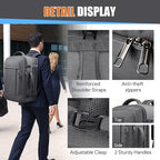 55L Travel Backpack, Carry On Backpack, Expandable 50L - 60L Anti-Theft TSA Flight Approved Large Laptop Bag, Sturdy 18.4 Inch Lightweight Water Resistant Business Bag for Men, Grey