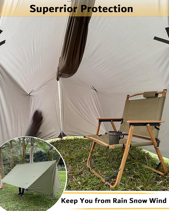 Sunyear Hammock Rain Fly Waterproof - Premium Hammock Tarp with Doors to Stay Warm and Dry in All Seasons | Portable and Lightweight Camp Rain Fly with All Installations Included | 11 Ft / 2lbs