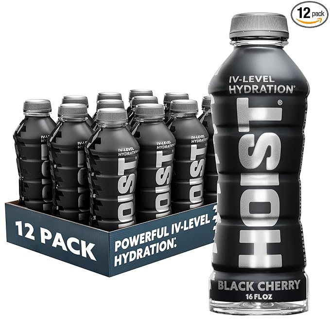 HOIST Premium Military Hydration Electrolyte Drink, Powerful IV-Level Hydration, Clinically Proven Performance Drink, Black Cherry, 16 Fl Oz (Pack of 12)