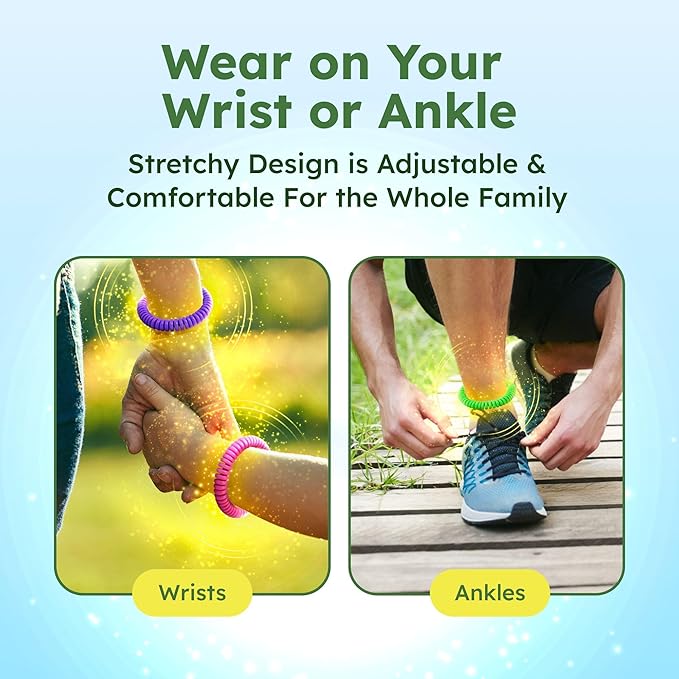 BugMD 10 Pack Mosquito Bracelets, DEET-Free Bands for Adults & Kids, Natural & Waterproof Citronella Wristbands for Camping, Hiking, Beach, Travel & Outdoor Essentials