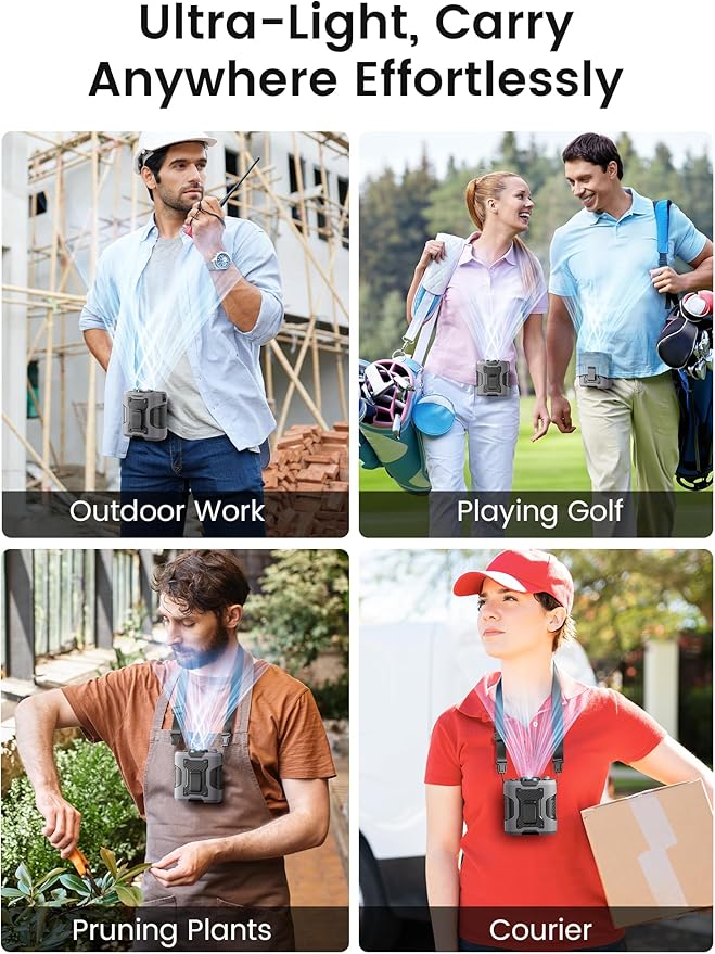 Koonie Portable Waist Clip Fan, Wearable Belt Personal Device with 100 Levels Speeds, Rechargeable Battery Supports 24H Working Time, Cool Clip Fan Under Shirt for Outdoor Work Camping Travel