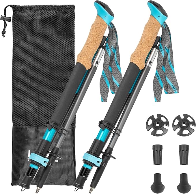 Trekking Poles, Collapsible Hiking Poles,Lightweight and Compact Walking Sticks with Adjustable Height for Men and Women