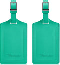 Travelambo Luggage Tags for Suitcases Faux Leather Privacy Protection 2 Pack Bag Tags Travel Accessories Essential, Blooming Green
