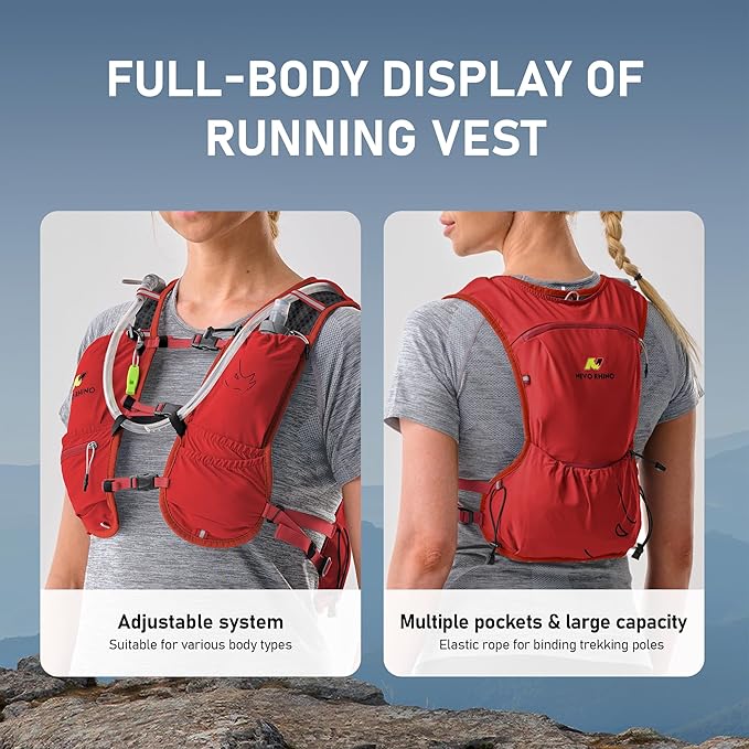 Running Vest with Water Bladder 1.5 Liter, Small Hydration Water Vest, Lightweight Hydration Pack Multi-Pocket 11x - for Hiking Race Trail Marathon for Women Men