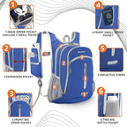 Seektop Small Hiking Backpack 12L to 15L Expandable Travel Packable Waterproof Daypack Lightweight Hiking Bag for Women Men