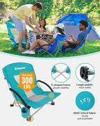 KingCamp Low Beach Chairs, Portable Folding Chair for Adults Extra Wide Ergonomic High Back Seat 300lbs Heavy Duty Lightweight Oversized Gear with Carry Bag for Outdoor Lawn Camping Picnic