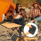 Tesouro Portable Camping Table,Folding Side Table Aluminum Top for Outdoor Cooking, Hiking, Travel, Picnic (Apricot-Large)