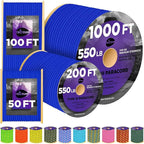 TECEUM 5/32" Paracord Rope 1000 – 1000ft / 200ft / 100ft / 50ft – Tactical Parachute Cord 4mm – 45+ Colors – Nylon String for Survival & Camping Gear – Stripe Cord for Survival – Utility Rope