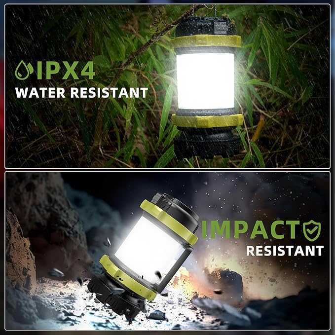 Camping Lantern Rechargeable, Alpswolf Camping Flashlight 4000 Capacity, 6 Modes, IPX4 Waterproof, Led Lantern for Camping, Hiking, Outdoor Recreations Green 4 Packs