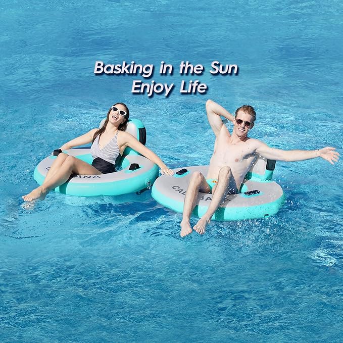 Round Floating Ring Inflatable Water Hammock Heavy Duty River Floats Lake Raft for Adults Tanning Pool Lounger Float Island Platform Pad Mat for Party