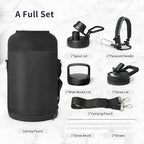 Trebo Water Bottle 64oz with Paracord Handle, Half Gallon Large Vacuum Double Wall Stainless Steel Insulated Water Jug with Straw Spout Handle Lids, Leakproof BPA-Free Keep Cold & Hot, Dark Gray