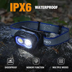 WORKPRO Rechargeable Headlamp, 1200LM Super Bright Head Lamp with White Red Light, Motion Sensor, Memory Function, Shockproof & IPX6 Waterproof Headlight for Camping, Hiking, Fishing, Repair