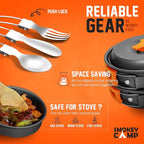 Camping Cookware Mess Kit Set with Stove - Backpacking Camping Pots and Pans Set, All in One Non-Stick Camping Cooking Set, Portable Stove, Hiking, Picnic, Outdoor & Camping Cookware Set