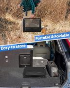 MSDADA Folding Grill Table, Height Adjustable Aluminum Table with Mesh Desktop and Mesh Bag, Portable Grill Table for Outdoor Camping, Picnic, Patio, Dining, BBQ, Party, Black, 23.6×15.7 inch