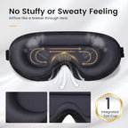 ringchan True Blackout Eye Masks for Sleep, Office Nap or Long Flight Trip, Zero Pressure on Eyeballs and Eyelids, Conveniently Adjustable Strap, Soft and Comfortable Night Blindfold - Jet Black