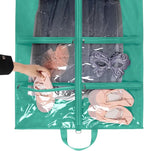 KEEGH CLear Garment Bags for Dance Costumes 40 inch Dance Garment Bags for Dancers Hanging Clothes for Closet Storage, with 4 Zipper Pockets for Dance Competitions, Ballet, Theatre, 2 Pack, Green