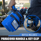 Iron Infidel Battle Bottle - Half Gallon Insulated Water Bottle with Paracord Handle, Large 64 oz Stainless Steel Water Jug with Rugged, Removable Sleeve for Keys, Wallet & Phone (Blue Line 2 Liter)