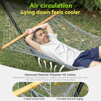 Double Hammock for 2 Person, Handwoven Rope Hammock with Spreader Bar Without Stand - Indoor & Outdoor Use for Patio, Poolside, Backyard (Grey)