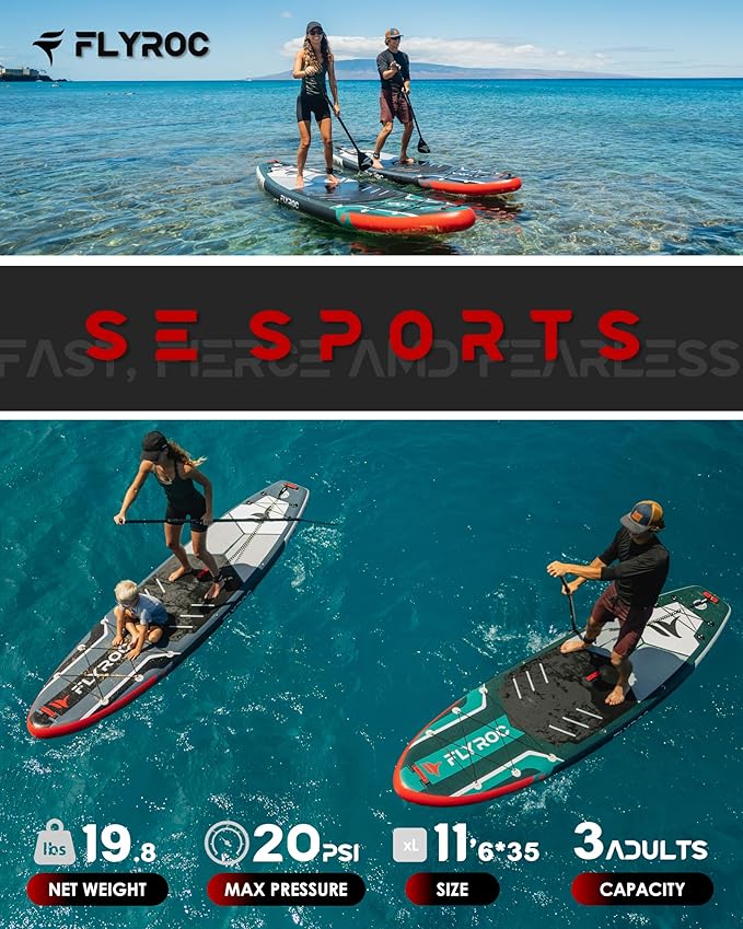 11'6x35'' Extra Wide Inflatable Paddle Board, 450lb Capacity Stand Up Paddle Board for Adults (x3), Stable Inflatable SUP, All Skill Levels, 3 Handles, 100L Backpack, 3PCS Paddle, 5L Dry Bag