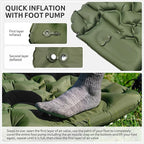 Naturehike Camping Sleeping Pad, Ultralight Inflatable Sleeping Mat with Pillow Built-in Pump, 2.6 Inch Lightweight Air Mattress for Backpacking, Hiking, Traveling