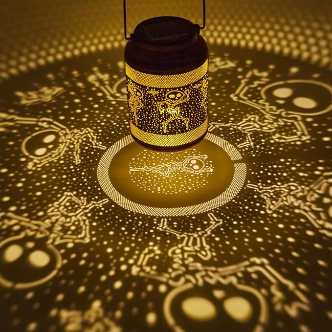 Halloween Lantern Solar Outdoor, Birthday Gifts for Women, Solar Light Outdoor Waterproof LED Decorative Garden for Lawn, Landscape, Patio, Porch Hanging Lantern for Ladies, Mom, Grandma