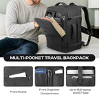 Carry on Backpack for 1-10 Days Trips, Extra Large 40L-50L Travel Backpack TSA Approved, Expandable Laptop Bagpack, Water Resistant Bag Compatible with 17.3 inch Laptops, Black