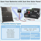 Solar Panel Kit 30W 12V, Solar Battery Trickle Charger Maintainer, Waterproof Solar Panel + Upgrade Charge Controller + Adjustable Mount Bracket for Boat RV Motorcycle Marine