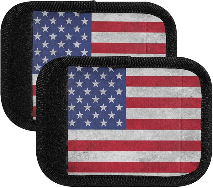 2Pcs Luggage Handle Wrap Suitcase Identifier Handle Covers Tags Soft Travel Bags Luggage Handle Gripper Accessories for Airplane Flying USA Flag