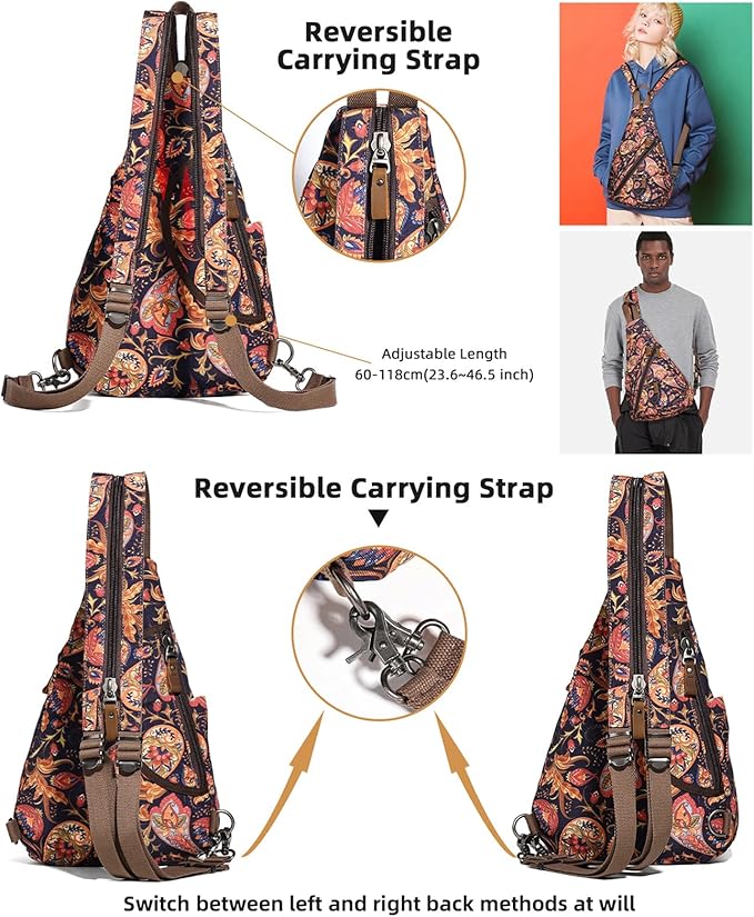 KL928 Canvas Sling Bag - Small Crossbody Backpack Shoulder Casual Daypack Rucksack for Men Women