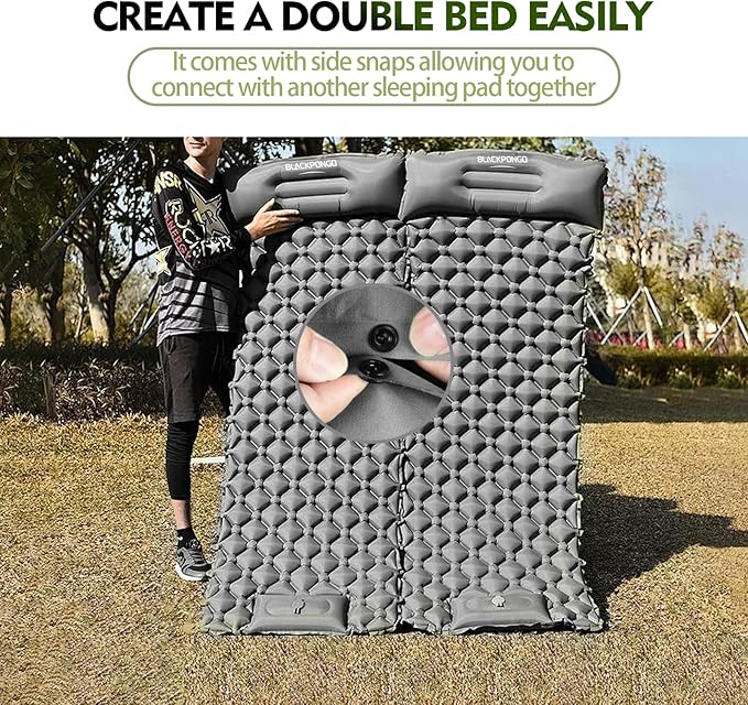 Camping Sleeping Pad, Ultralight Camping Mat with Pillow Built-in Foot Pump Inflatable Sleeping Pads Compact for Camping Backpacking Hiking Traveling Tent