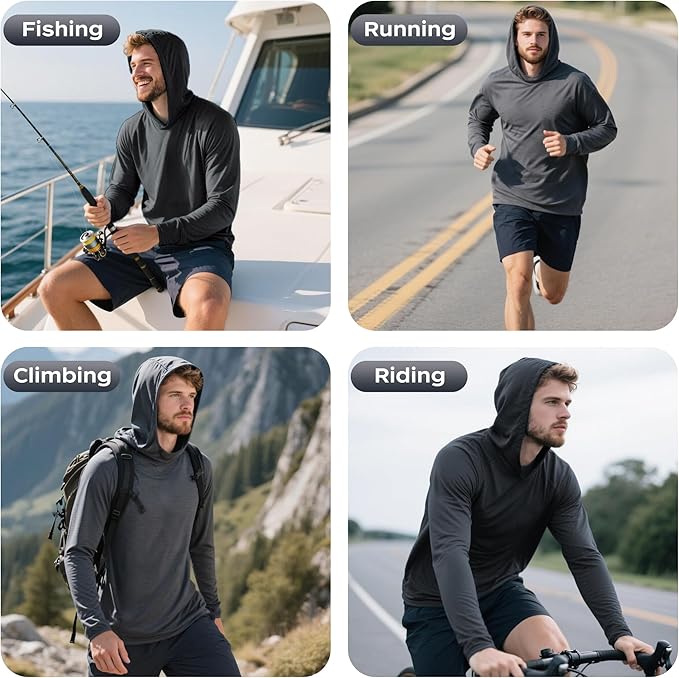 ProtectX High Visibility Sun Protection Lightweight Long Sleeve Hoodie, UPF 50+ Quick-Dry, SPF UV Shirt, Active Wear