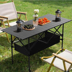 Folding Camping Table,Portable Roll-up Picnic Table with Carry Bag & Mesh Storage,Lightweight Camp Table for Camping,Picnic,Backyard,Party,Patio,BBQ