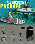 HEYBOARD Inflatable Stand Up Paddle Board 10'6"×32"×6" Standup Paddleboard with Premium SUP Accessories & Backpack, Non-Slip Deck, Waterproof Bag, Leash, Paddle, Hand Pump