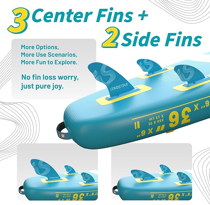 Billow 11'6"×36" Extra Wide Paddle Board with Seat, One-Stop Premium SUP Board Accessories, Tailored Fins, Stable Inflatable Stand Up Paddle Boards for Youth/Adults of All Skill Levels