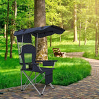 BDL Camping Chair with Canopy Shade Portable Folding Beach Chairs with Cooler, Mesh Backrest, Cup Holder, and Pocket for Camping, Fishing, Beach, and Sports,Blue