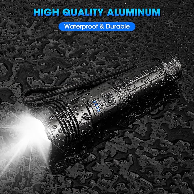Rechargeable LED Flashlights High Lumen,99,000 Lumens Super Bright Flashlight,Powerful Flash Light 5 Modes for Home Outdoor Camping Hiking