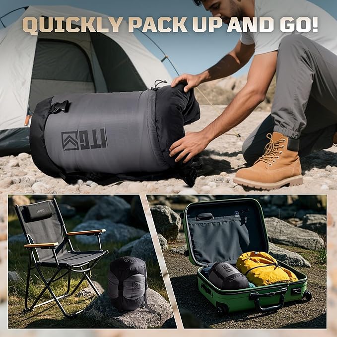 Sleeping Bag for Adults, Warm Weather Camping Mummy Sleeping Bags (25-36℉) with Adjustable Hood, Phone Pocket & Compression Sack for Hiking Travel Hunting